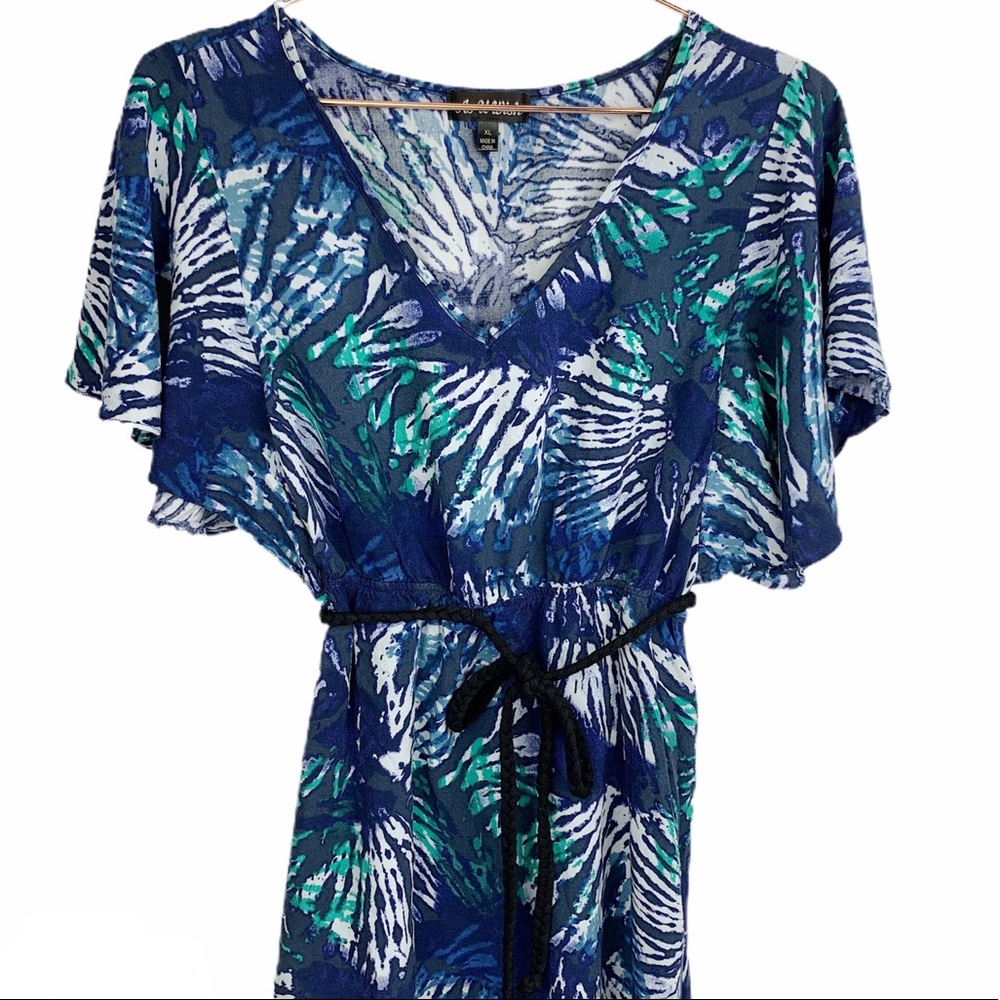 As U Wish Tie-Dye Flutter Sleeve Mini Dress Tunic - Picture 3 of 10
